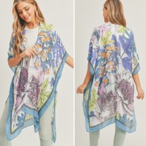 "The Randi" Blue Floral Print Boho Kimono